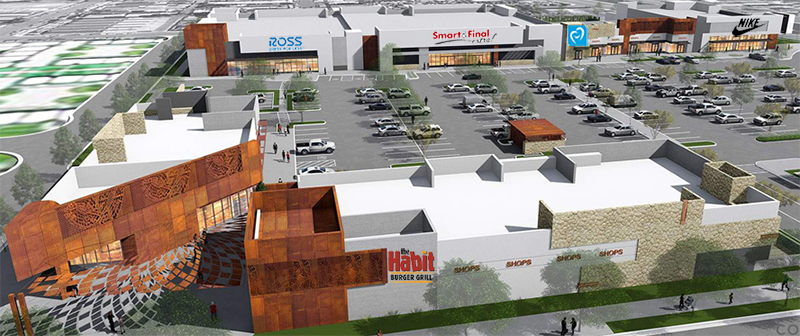Primestor artist rendering of completed Jordan Downs Plaza with new tenants shown